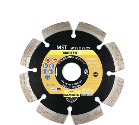 Диск алмазный универсальный MASTER MST (125х22.23 мм; 8 сегментов) SAMEDIA 300055