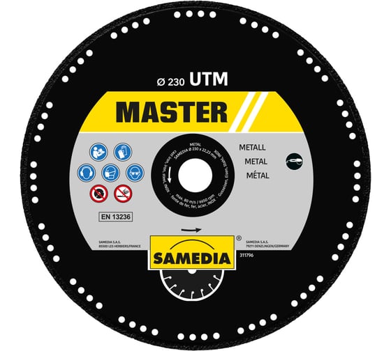 Диск для резки металла MASTER UTM (230x22.23 мм) SAMEDIA 311796