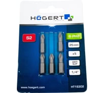 Биты (5 шт; PH2; 25 мм; сталь S2) HOEGERT TECHNIK HT1S302