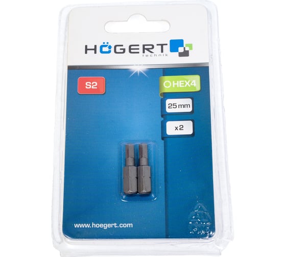 Биты (2 шт; HEX 4; 25 мм) HOEGERT TECHNIK HT1S344 1