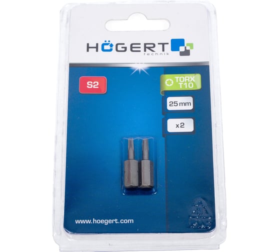 Биты (2 шт; TORX 10; 25 мм; сталь S2) HOEGERT TECHNIK HT1S361 1