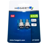 Биты для гипсокартона (2 шт; PH2; 25 мм; сталь S2) HOEGERT TECHNIK HT1S432