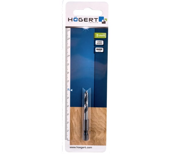 Сверло по дереву (5x60 мм; 6-гранный хвостовик; HSS) HOEGERT TECHNIK HT6D345
