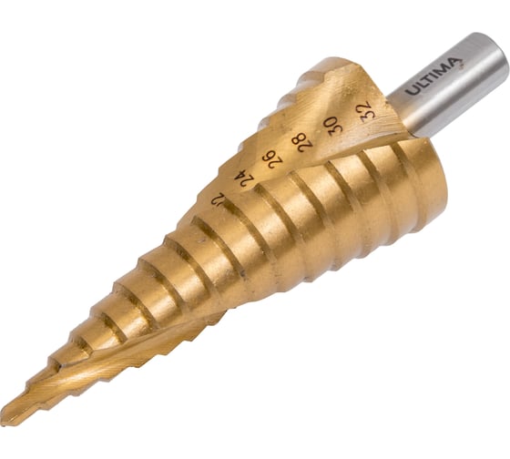 Сверло ступенчатое по металлу ULTIMA 4-32 мм 15 ступ, Р6М5, спираль 113710 1