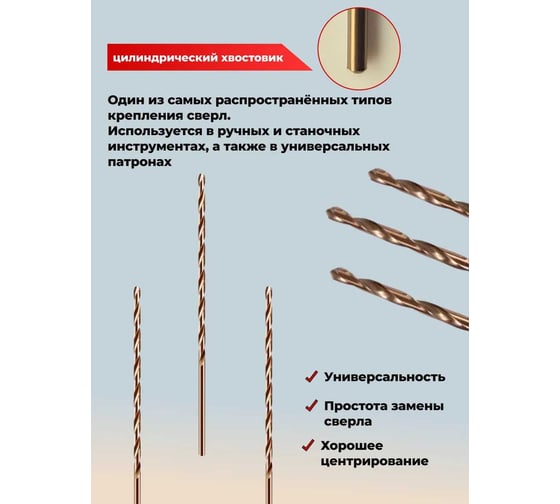 Сверло по металлу HIMBOLT 2,3 мм кобальтовое P6M5K5 (50 шт) HB403ф50