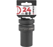 Головка ударная 6-гранная ARNEZI 24 мм, 1DR, Cr-Mo, удлиненная, на холдере R0500124