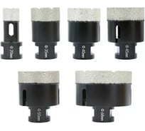 Набор вакуумных коронок IRBISDIAM 20мм, 35мм, 40 мм, 45 мм, 50 мм, 68 мм, для сверления керамической плитки и керамогранита KIT2068