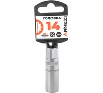 Головка свечная 12-гранная ARNEZI 14мм, 3/8DR, магнитная, L=65 мм, на холдере R0200414