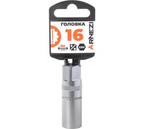 Головка свечная 12-гранная ARNEZI 16мм, 3/8DR, магнитная, L=65 мм, на холдере R0200416