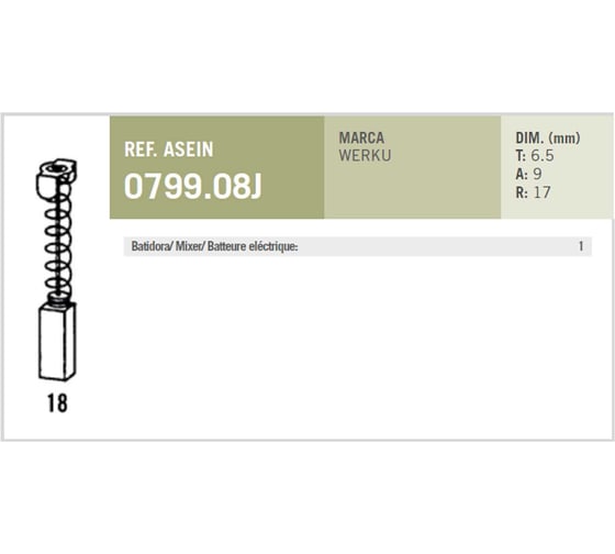 Комплект графитовых щеток Asein WERKU (2 шт.) 0799.08J