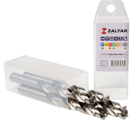Сверло по металлу, индустриальное ZALTAR 5 шт, DIN 338, HSS-G, Тип N, 5xD, 10.50 мм ZA-73105-S5 1