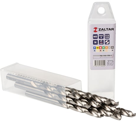 Сверло по металлу, индустриальное ZALTAR 10 шт, DIN 338, HSS-G, Тип N, 5xD, 7.00 мм ZA-73070-S10