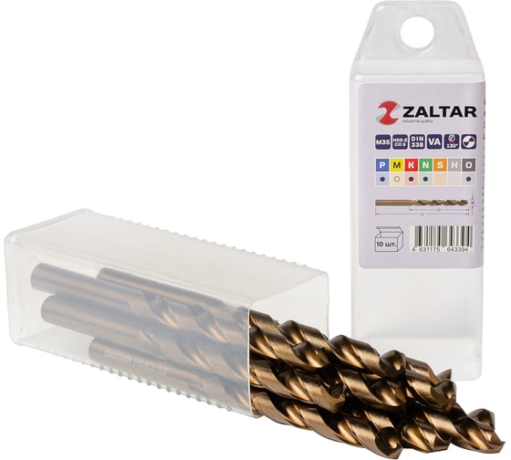 Сверло по металлу, индустриальное ZALTAR 10 шт, DIN 338, HSS-E Co5, Тип VA, 5xD, 8.50 мм ZA-74085-S10 1