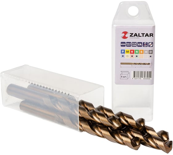Сверло по металлу, индустриальное ZALTAR 5 шт, DIN 338, HSS-E Co5, Тип VA, 5xD, 11.00 мм ZA-74110-S5