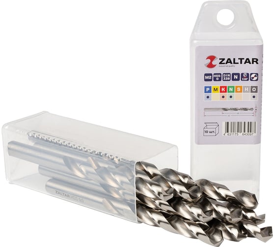 Сверло по металлу, индустриальное ZALTAR 10 шт, DIN 338, HSS-G, Тип N, 5xD, 9.00 мм ZA-73090-S10 1