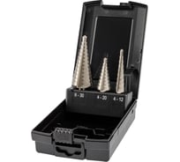 Набор сверл ступенчатых ZALTAR 3 пр., HSS, Gr.1/2/3, 4-12, 4-20, 6-30 мм, прямая канавка, трехплоскостной хвостовик ZA-05332