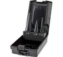 Набор сверл ступенчатых ZALTAR 3 пр., HSS TiAlN, Gr.1/2/3, 4-12, 4-20, 6-30 мм, прямая канавка, трехплоскостной хвостовик ZA-50071