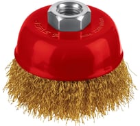 Щетка чашечная ЗУБР 75 мм, М14 для УШМ, витая стальная латунированная проволока 0.3 мм 35173-075