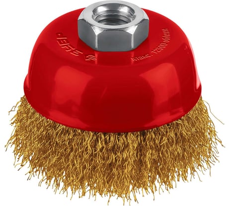 Щетка чашечная ЗУБР 75 мм, М14 для УШМ, витая стальная латунированная проволока 0.3 мм 35173-075