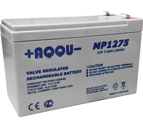 Батарея аккумуляторная AQQU для ИБП 12В, 7.5 Ач MP1275