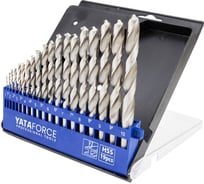Набор сверл по металлу YATAFORCE HSS, 19 предметов (1/1.5/2/2.5/3/3.5/4/4.5/5/5.5/6/6.5/7/7.5/8/8.5/9/9.5/10мм), в пластиковом футляре YF-DBS19(60728)