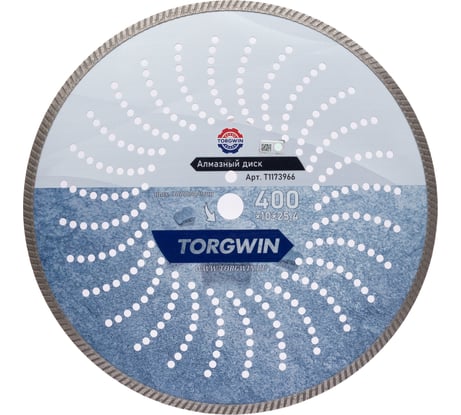 Диск алмазный отрезной TORGWIN сплошной Турбо по стройматериалам 400x25.4/10x3.8 мм Сold press Standard T1173966