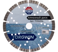 Диск алмазный отрезной TORGWIN сегмент по железобетону и камню 180x22.2/10x2.6 мм Сold press Standard T1316324