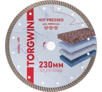 Диск алмазный отрезной TORGWIN сплошной Турбо по керамике 230x22.2/10x1.9 мм Hot press Professional T1694131