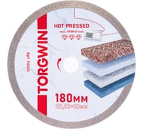 Диск алмазный отрезной TORGWIN сплошной по керамике 180x22.2/10x1.6 мм Hot press Professional T1821311