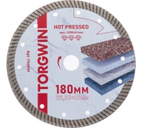 Диск алмазный отрезной TORGWIN сплошной Турбо по керамике 180x22.2/10x1.7 мм Hot press Professional T1528789