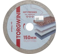 Диск алмазный TORGWIN отрезной сплошной по керамике 150х22.2/10х1.6мм. Hot press Professional T1544441