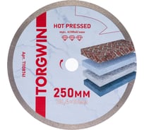 Диск алмазный отрезной TORGWIN сплошной по керамике 250x22.2/10x1.8 мм Hot Press PRO T1108741