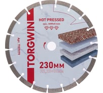 Диск алмазный отрезной TORGWIN сегментный по камню и керамике 230x22.2/10x2.6 мм Hot press Professional T1571179