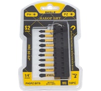 Набор бит SKOLE (BT17) 10 предметов, PH1 (1шт), PH2 (3шт), PZ1 (2шт), PZ2 (2шт), PZ3 (1шт) S2 сталь BT17-10PC