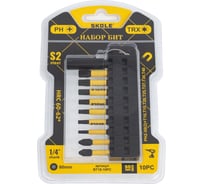 Набор бит SKOLE (BT18) PH+TRX 50мм (10 предметов, S2 сталь) (PH2 (2шт), T10, T15, T20, T25, T27, T30, T40 и удлинитель для бит 50мм) BT18-10PC