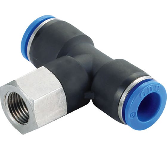 Фитинг Т-образный 8 мм с внутренней металлической резьбой G3/8" CDC Pneumatics PTF 08G03