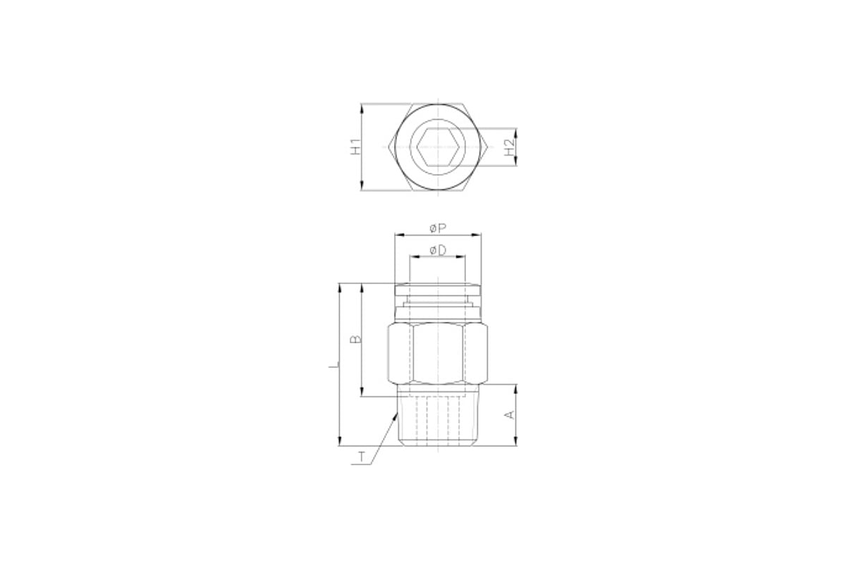 Фитинг 4 мм с наружной металлической резьбой M5 CDC Pneumatics PC 04M5 ...