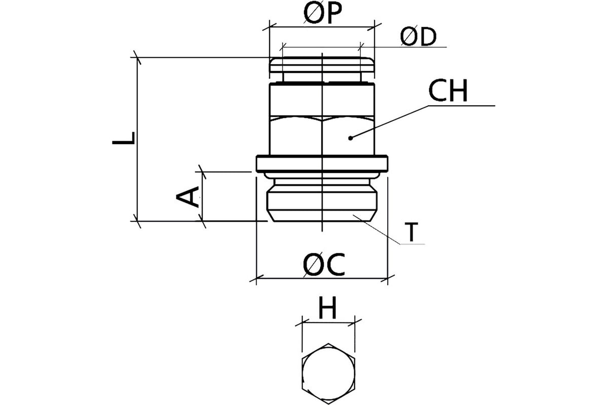 Фитинг 8 мм с наружной металлической резьбой G1/8" CDC Pneumatics BPC ...