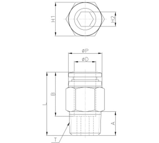 Фитинг 10 мм с наружной металлической резьбой R1/4" CDC Pneumatics PC 1002