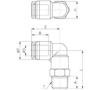 Фитинг L-образный 4 мм с наружной металлической резьбой M5 CDC Pneumatics PL 04M5