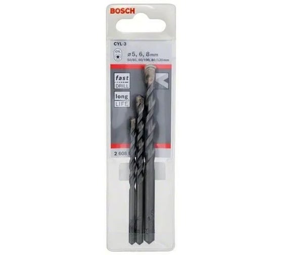 Набор сверл по бетону Bosch 5-6-8 мм SILVER PERCUSSION 2.608.590.127