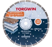 Диск алмазный TORGWIN отрезной с лазерной сваркой сегмента по железобетон и камню Серия TGS-laser 350х25.4/13х3.4мм. Professional Industrial T1178401