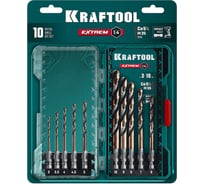 Набор сверл по металлу KRAFTOOL Impact Ready НЕХ-1/4, 10 шт, для винтовертов и шуруповертов 29652-H10