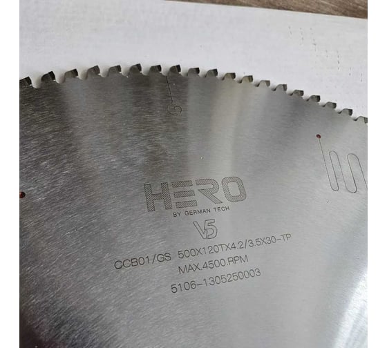 Пильный диск по алюминию и ПВХ HERO 500x30 мм, Z120 40029