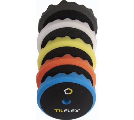 Круг полировочный TILFLEX с отверстием, волнистый 150 мм черный ультра мягкий толщина 25 мм TL75