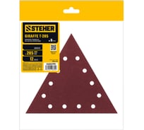 Треугольник шлифовальный на липучке STEHER GIRAFFE T-285 мм, Р180, 12 отв., 5 шт 35683-180