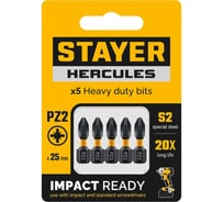 Торсионные биты Stayer HERCULES PZ2, 25 мм, 5 шт 26233-2-25-5