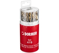 Набор спиральных сверл 19 шт, 1-10 мм Dormer A094419