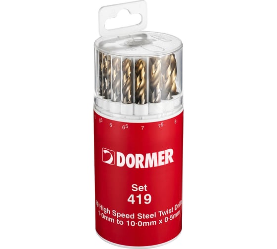 Набор спиральных сверл 19 шт, 1-10 мм Dormer A094419