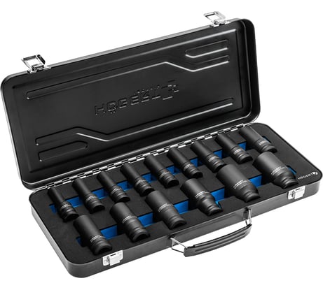 Набор ударных глубоких шестигранных головок (15 шт; 1/2; CrMo) HOEGERT TECHNIK  в кейсе HT4R049